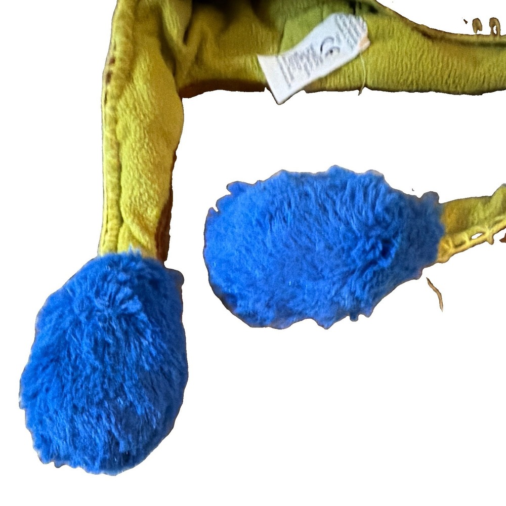Flipeez Monkey Trapper Hat Ear Flap Pom Pom Brown Green Blue One Size - Picture 6 of 11